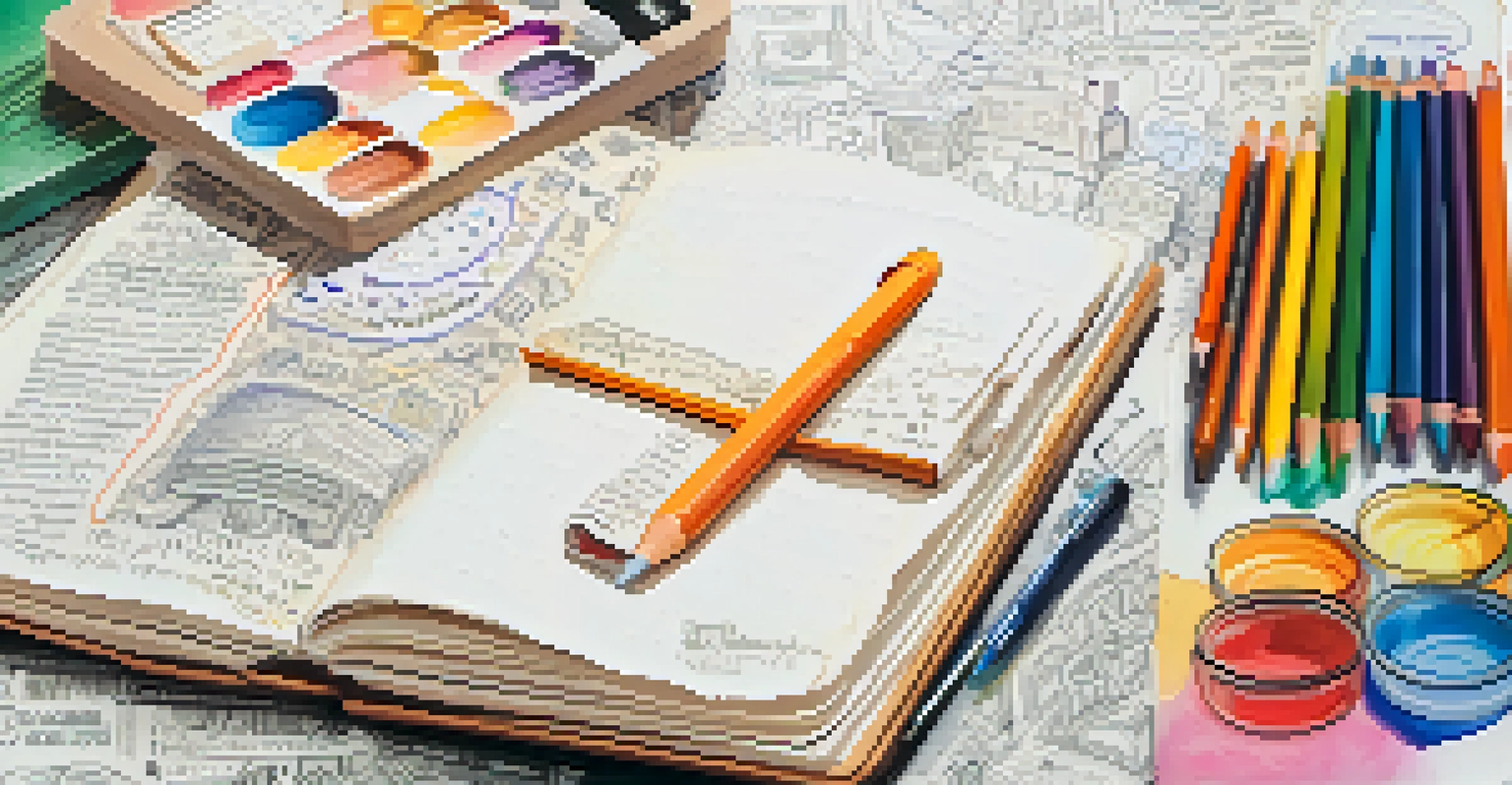 A close-up of a colorful journal page filled with doodles and notes, highlighting a creative journaling experience.