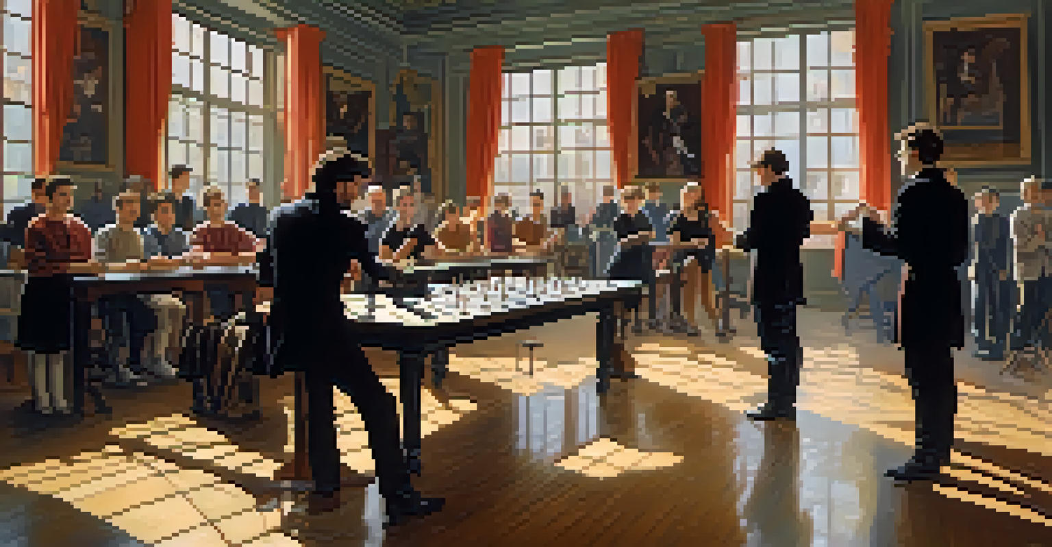 Magicians rehearsing their tricks together in a bright studio filled with mirrors, showcasing teamwork and practice.