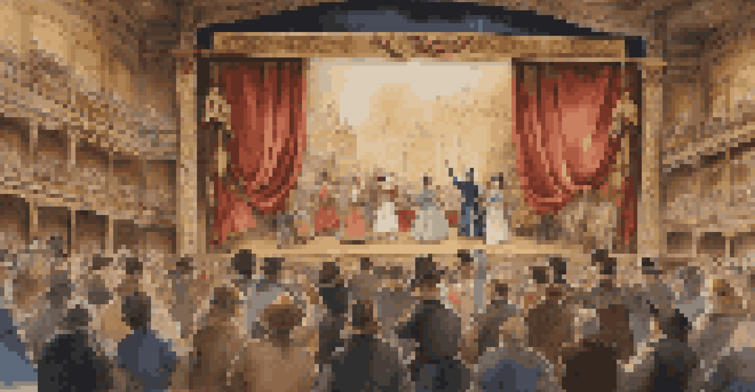 A group of reenactors performing on stage with an engaged audience in the foreground, showcasing a historical narrative.