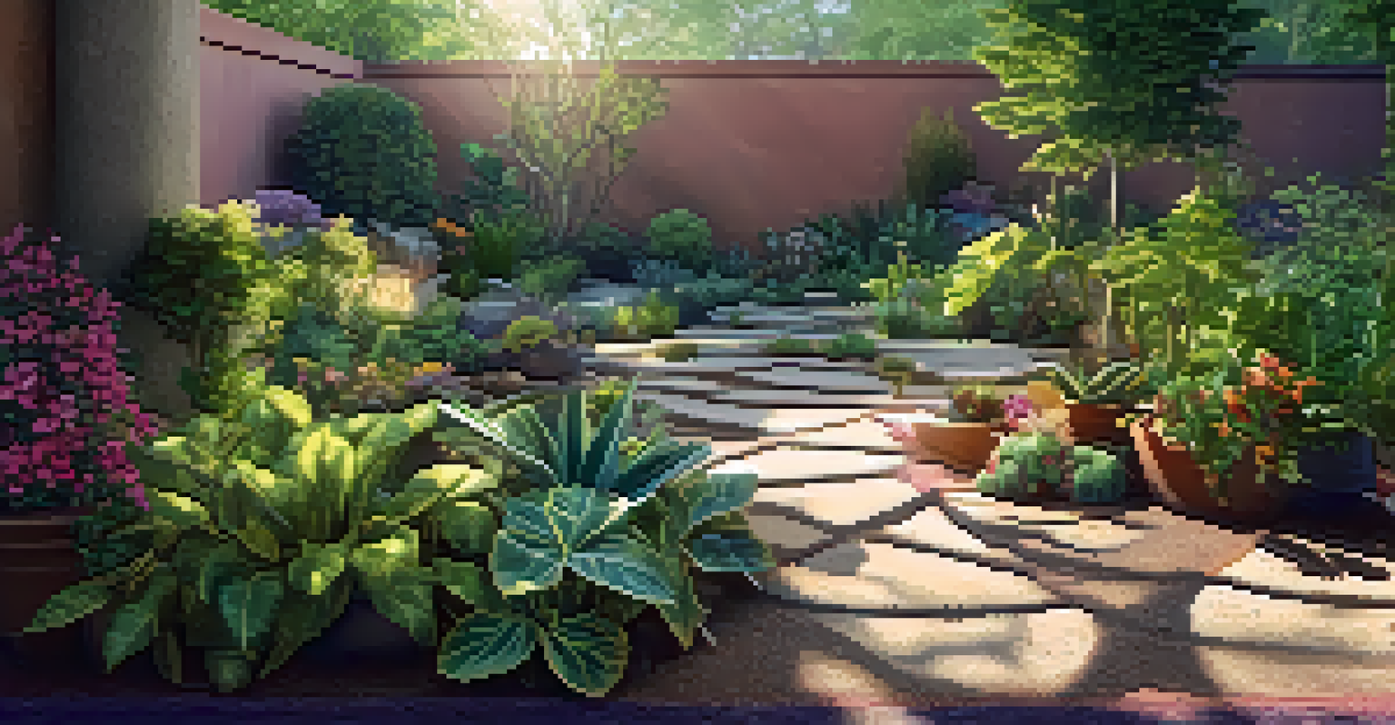 A close-up of a hyper-realistic virtual garden displaying detailed soil textures and various plants under dappled sunlight.