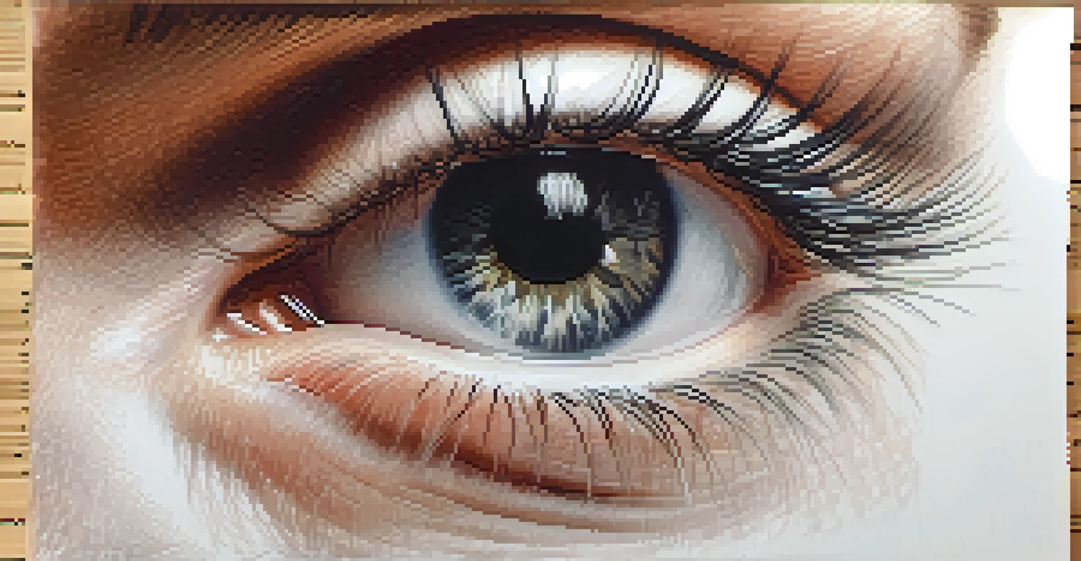 A close-up of a hand shading a pencil drawing of a human eye, showcasing the drawing technique.