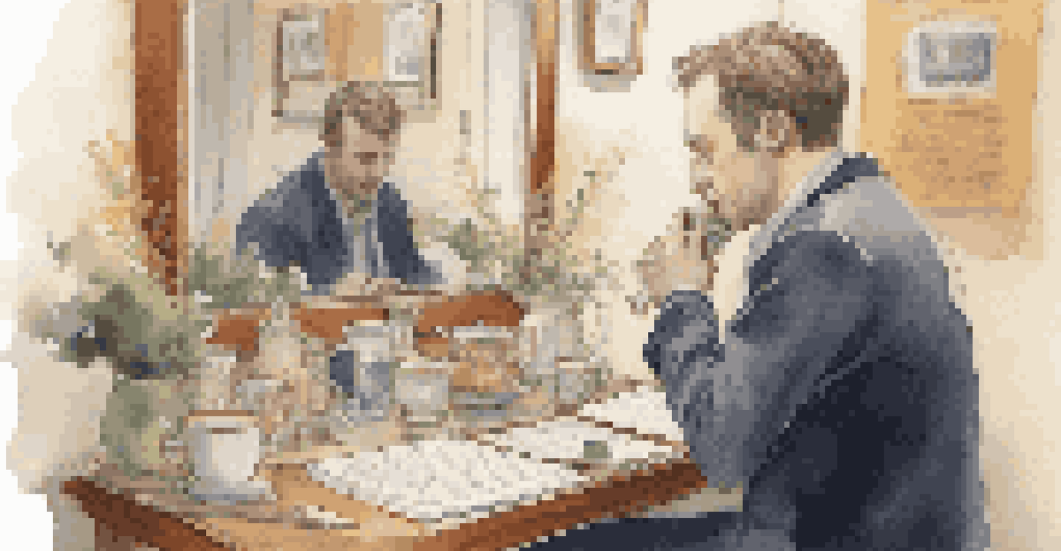 A voice actor practicing in front of a mirror, surrounded by notes and a warm cup of tea.