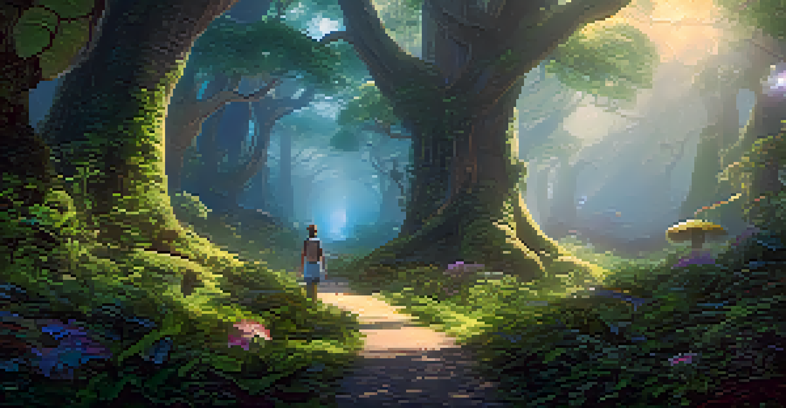 A fantastical forest in virtual reality, filled with glowing plants and mythical creatures, with users exploring the enchanting environment.