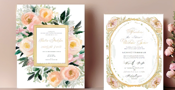 A wedding invitation with elegant calligraphy and floral accents on a textured cream background.