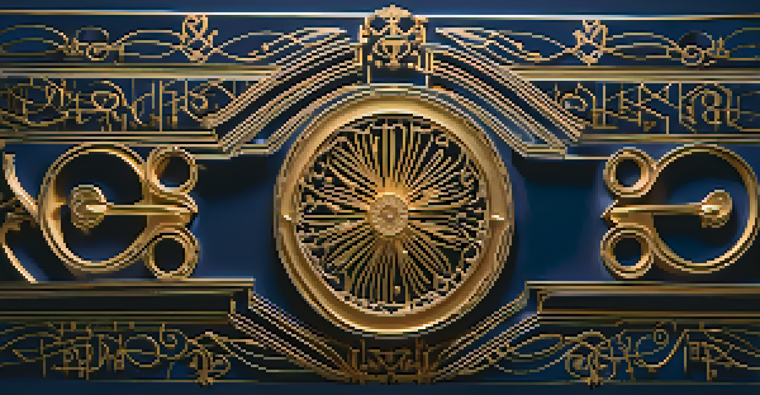 A close-up of ornate calligraphy in gold ink on dark blue paper, highlighting intricate details and craftsmanship.