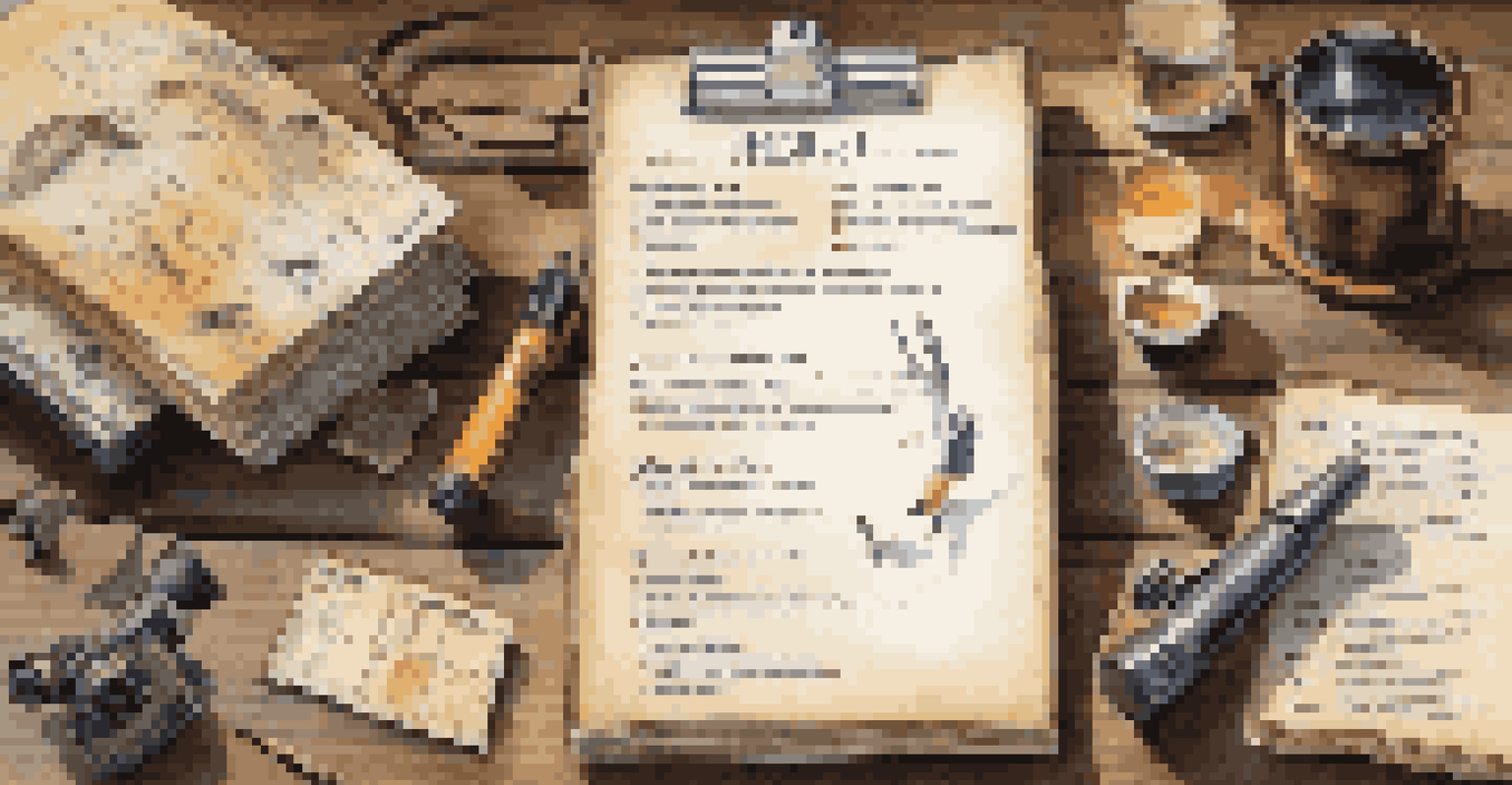 A close-up of a birdwatching checklist on a wooden table with binoculars and a field guide book.