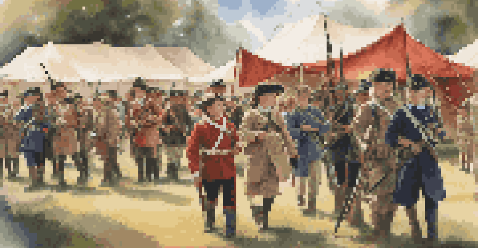 Families engaging with interactive exhibits at a military reenactment, featuring period-accurate weaponry and uniforms.