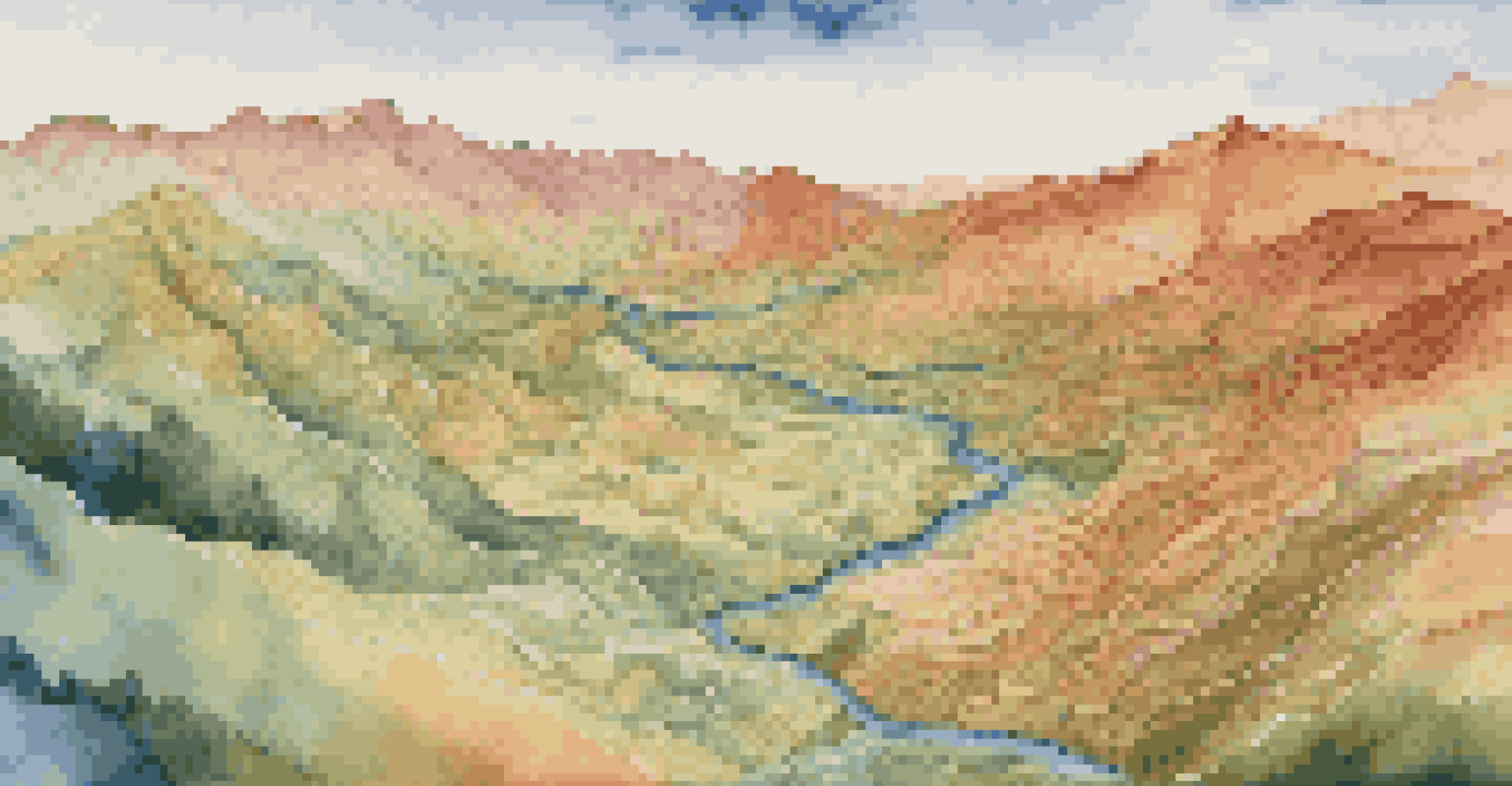 An artistic topographic map showcasing elevation and terrain features with vibrant colors, set against a natural landscape.