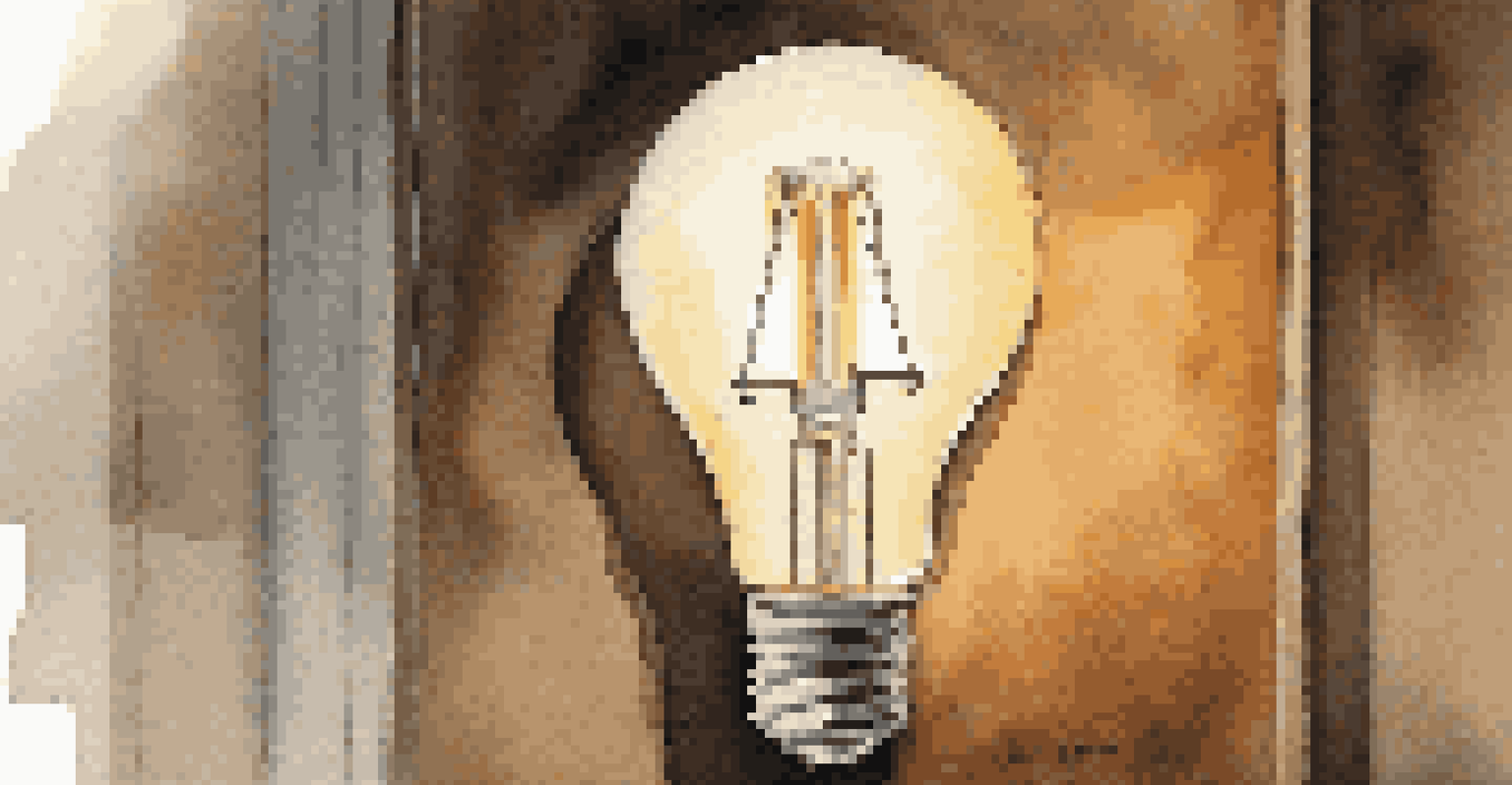 A close-up of an LED light bulb glowing in a dark room, showcasing its design and warm light.