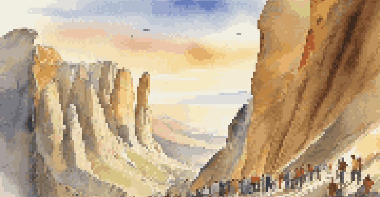 Climbers competing on a rocky cliff during sunset, with spectators enjoying the event below.