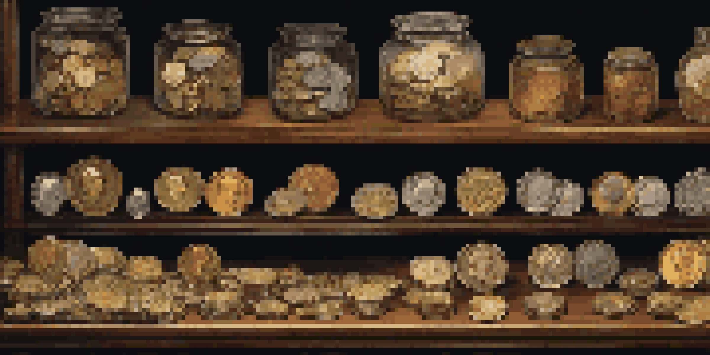 A collection of rare coins displayed in holders on a wooden table, with warm lighting and a blurred bookshelf in the background.