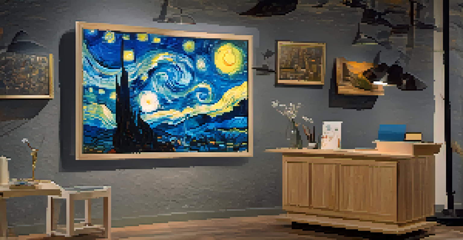 A completed jigsaw puzzle of Van Gogh's 'Starry Night' elegantly framed and displayed in a gallery.
