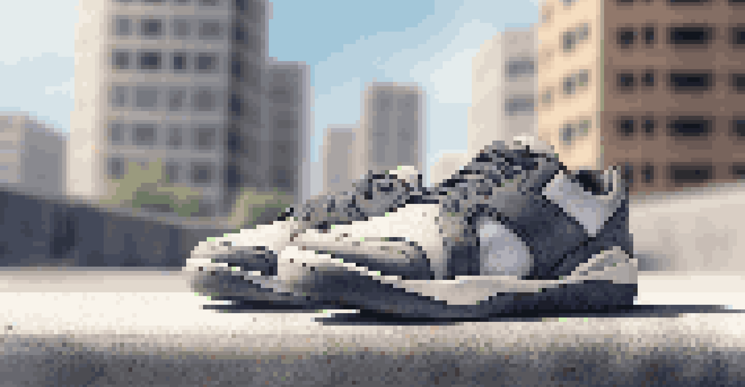 A close-up of parkour shoes on a concrete surface, showcasing their design and grip.