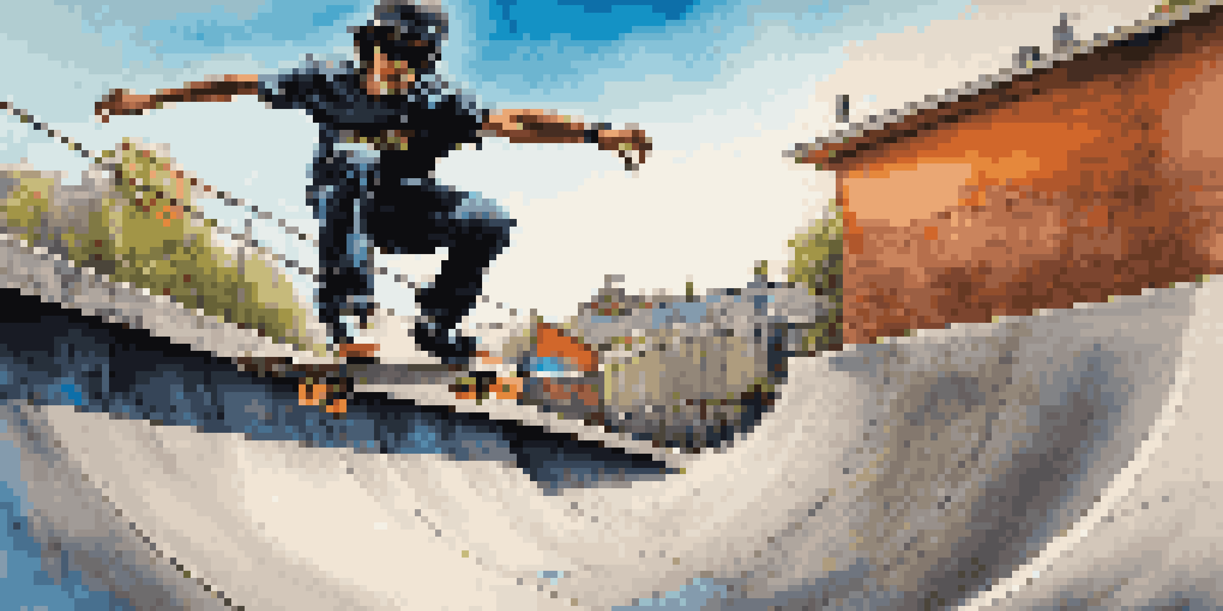 A skateboarder executing a trick in a lively skate park surrounded by colorful graffiti.