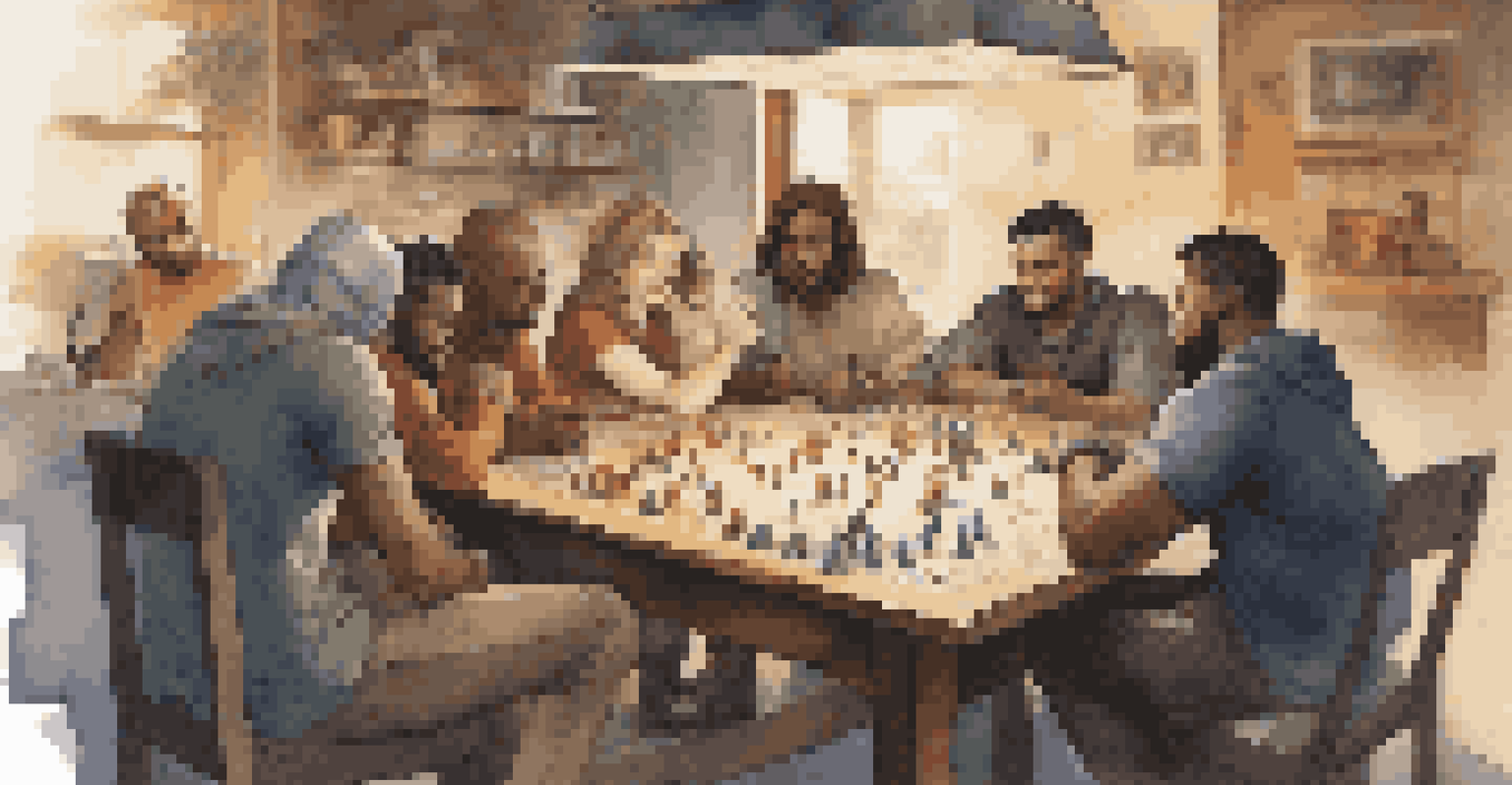 A diverse group of players gathered around a table playing a tabletop RPG game.