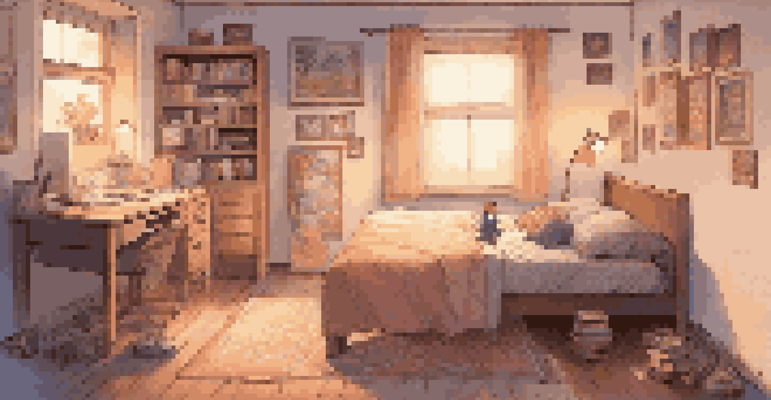 A child reading a book about video game design in a decorated bedroom.