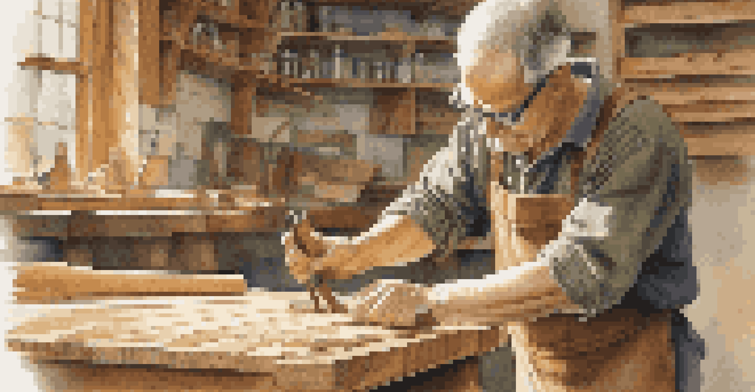 A woodworker measuring wood for a dovetail joint with a square, showcasing detailed craftsmanship.