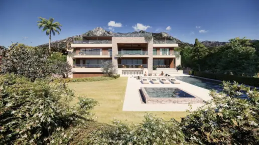 Villa met zwembad en La Concha op de achtergrond, Villa Mozart (render)