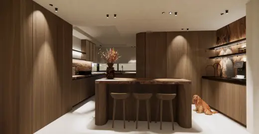 Keuken in warm hout, Laguna Banús (render)