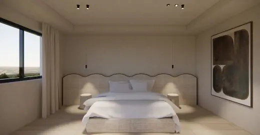 Slaapkamer met zicht naar buiten, Laguna Banús (render)