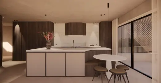 Keukeneiland met ronde tafel, Villa Palma (render)