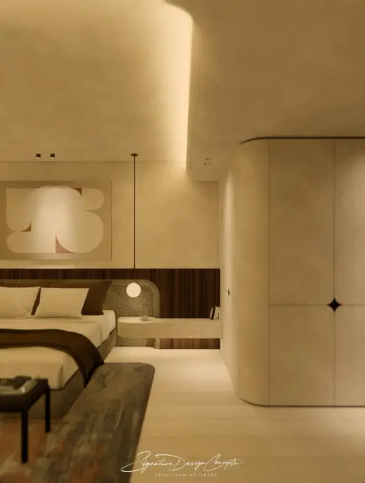 Slaapkamer met maatwerk, Villa Mozart (render)