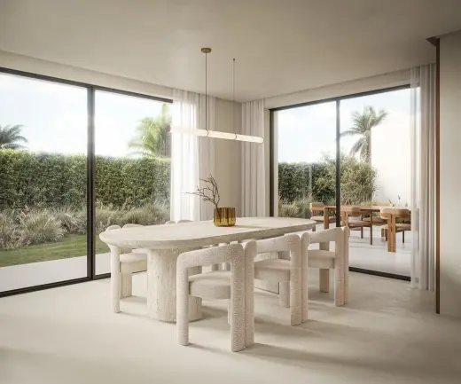 Eethoek met zicht op de tuin, Villa Kia Ora (render)
