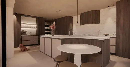 Keuken met eethoek, Villa Palma (render)