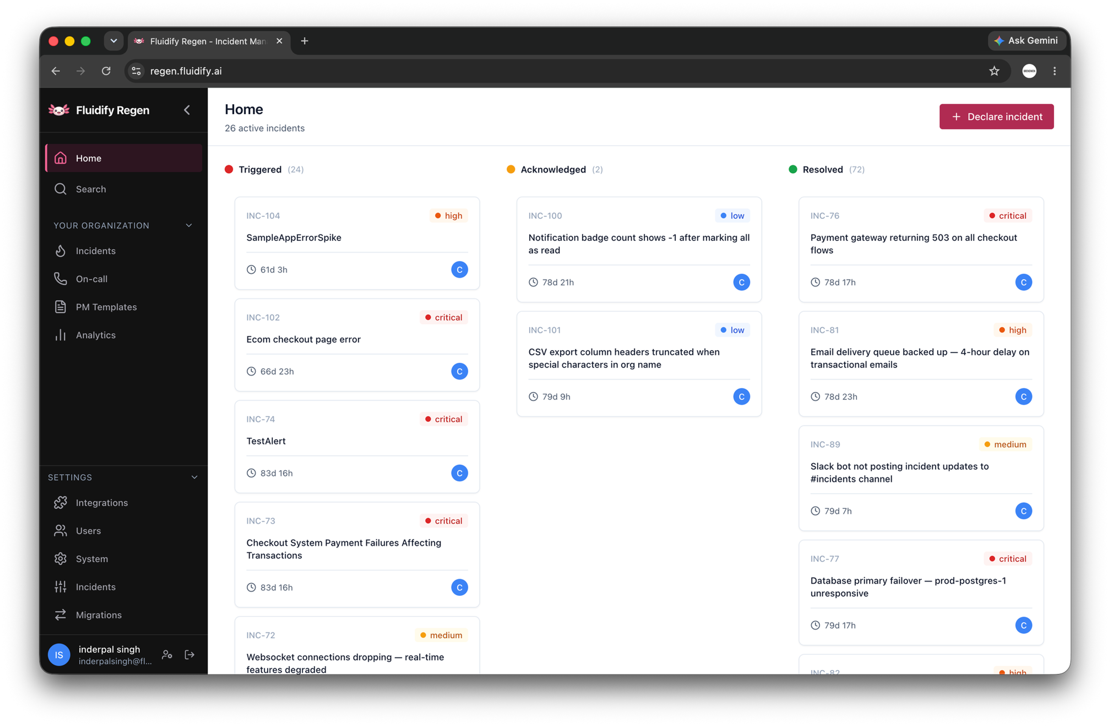 Regen incident board
