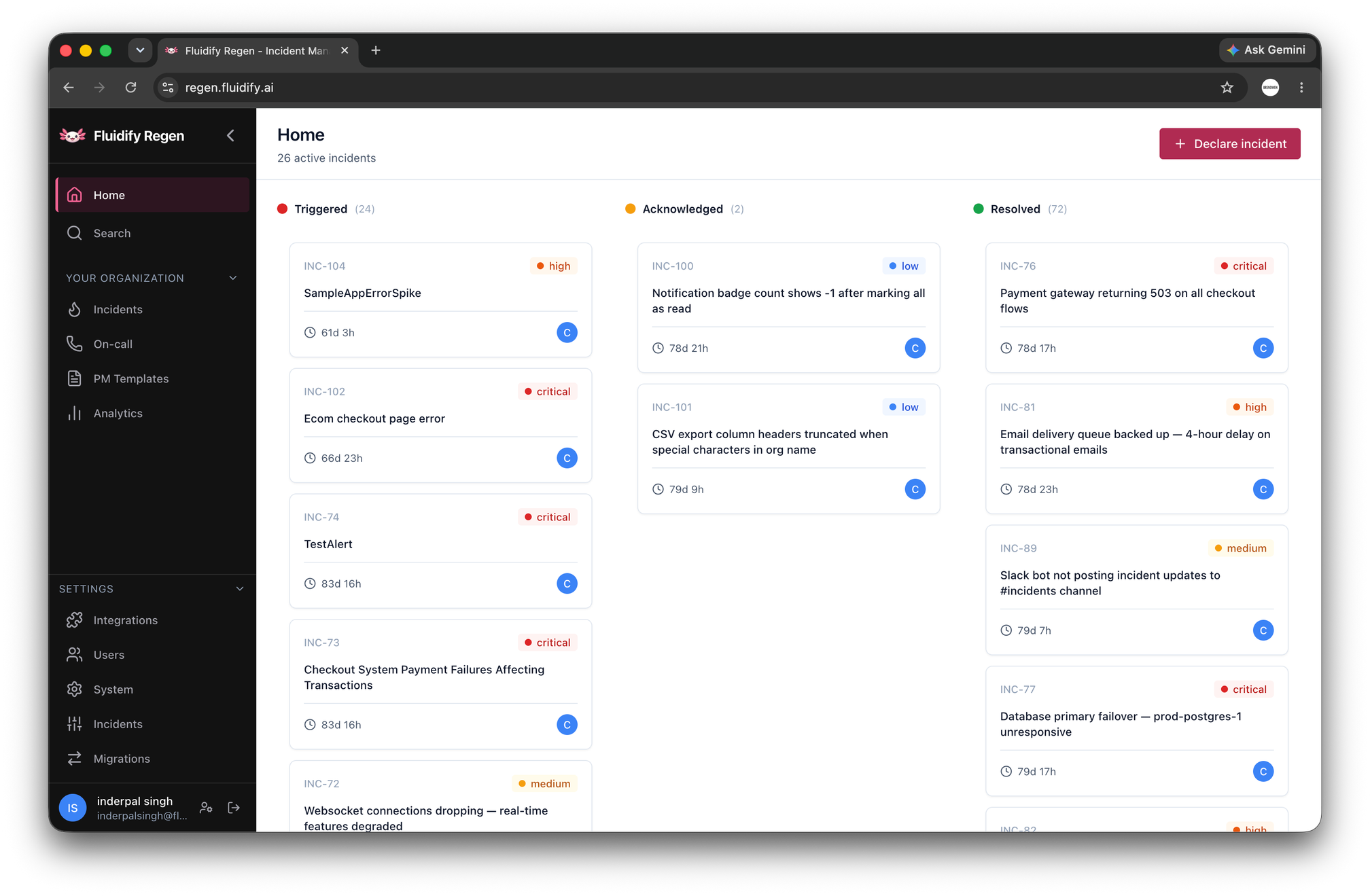 Regen incident board