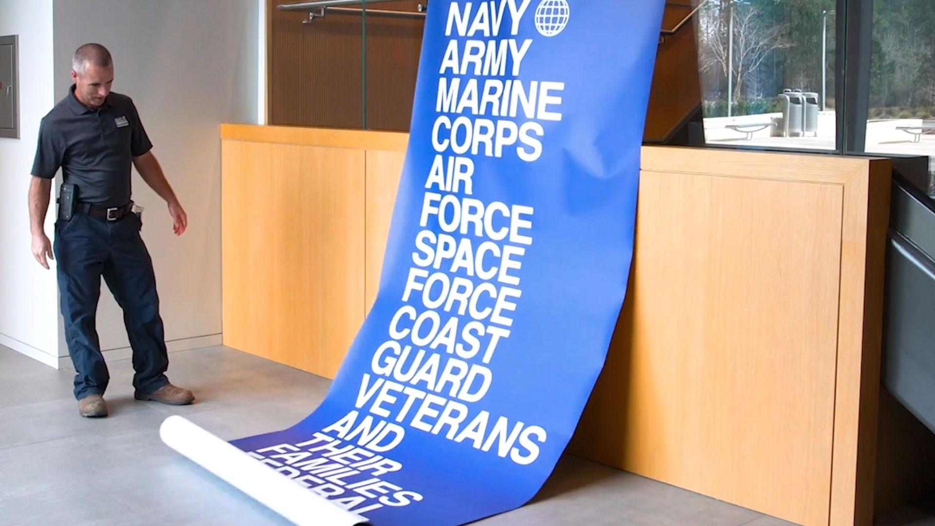 Large sign rolled out