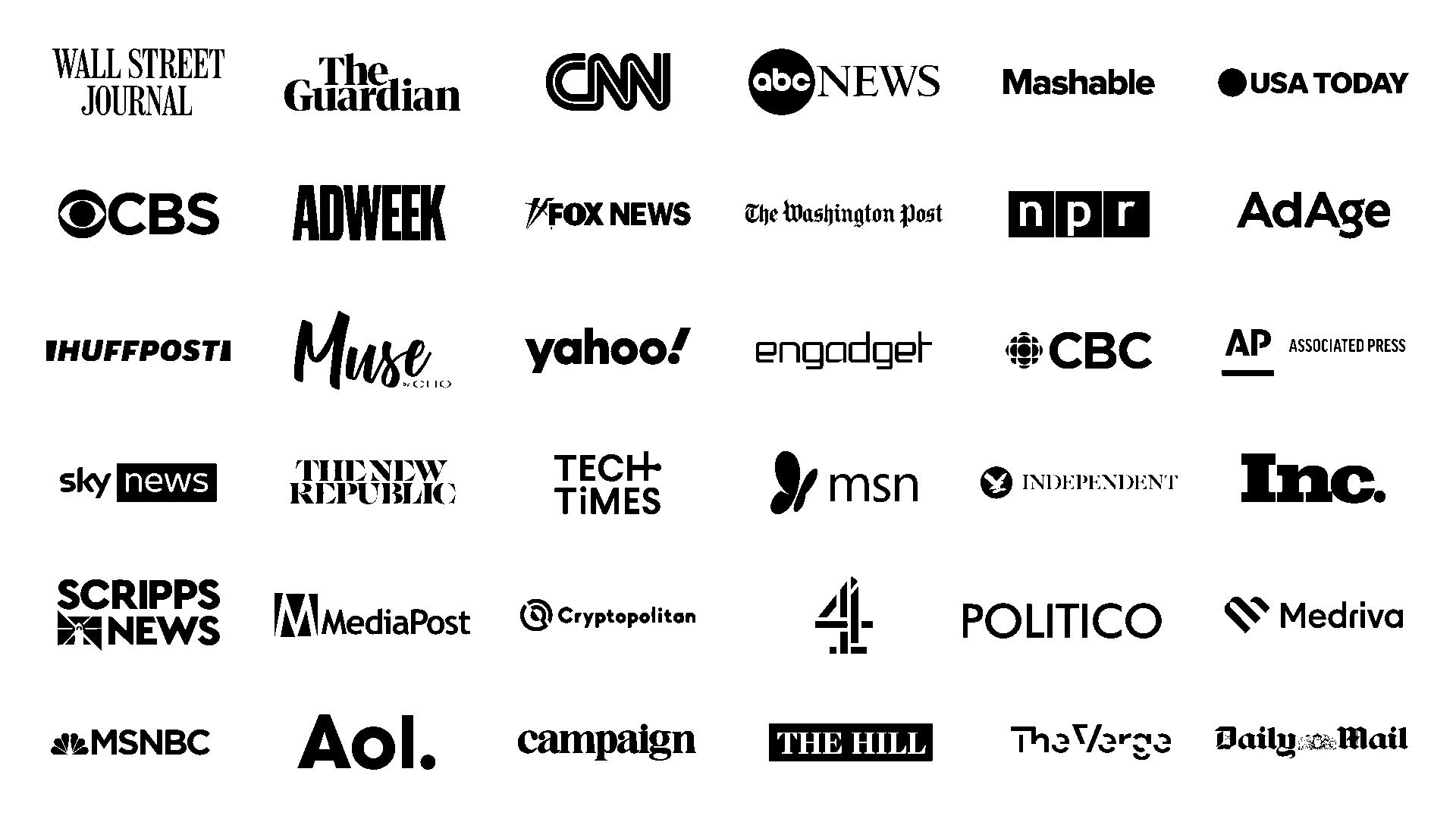 Earned press logos.
