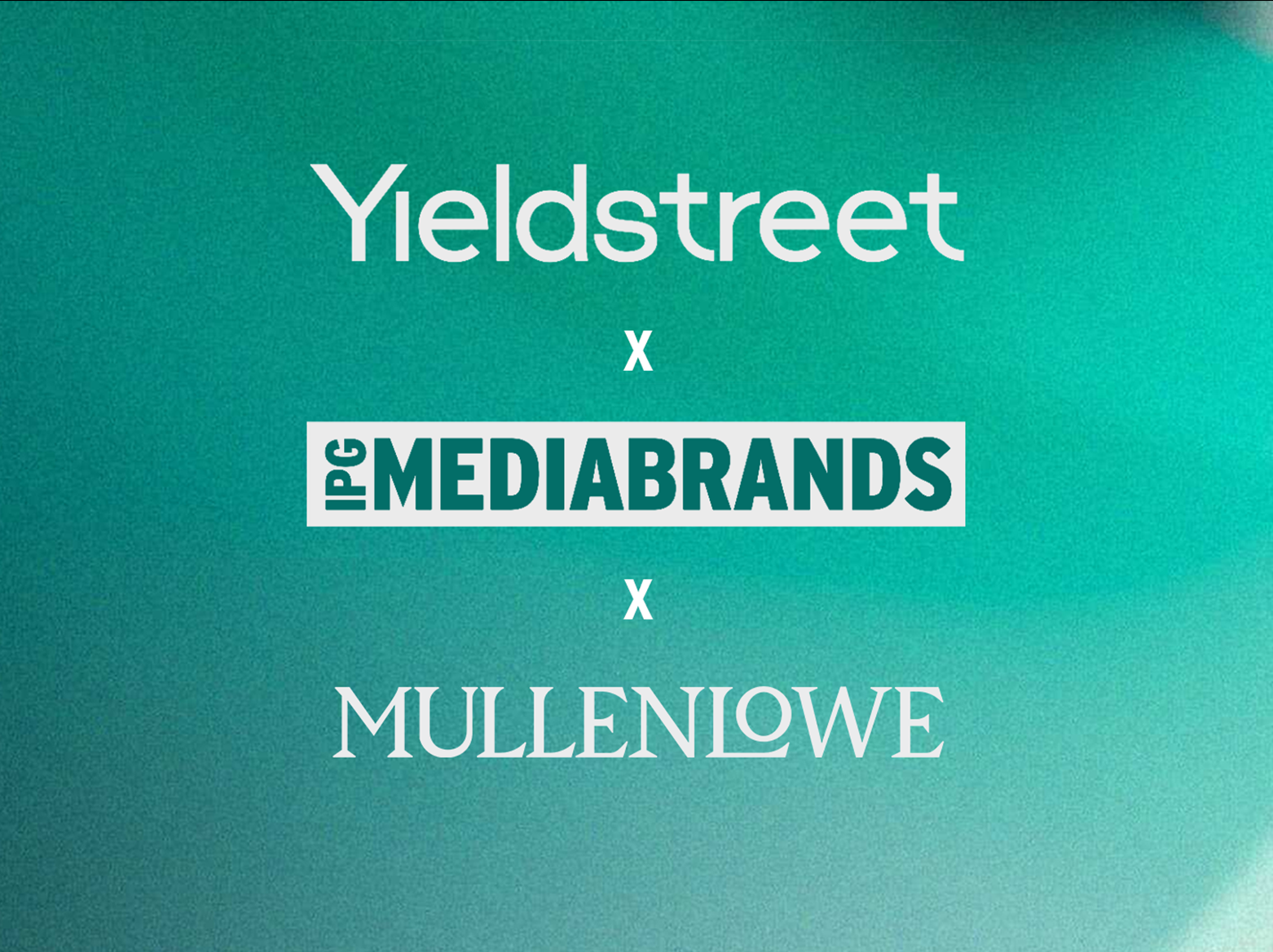 Yieldstreet, Mediabrands, and MullenLowe logos