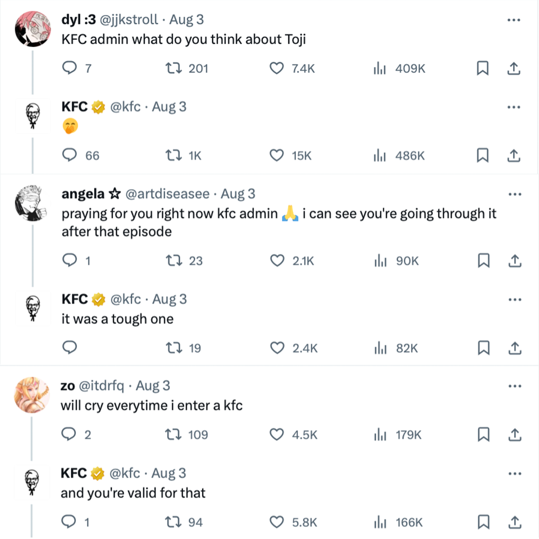 Replies to KFC Tweet