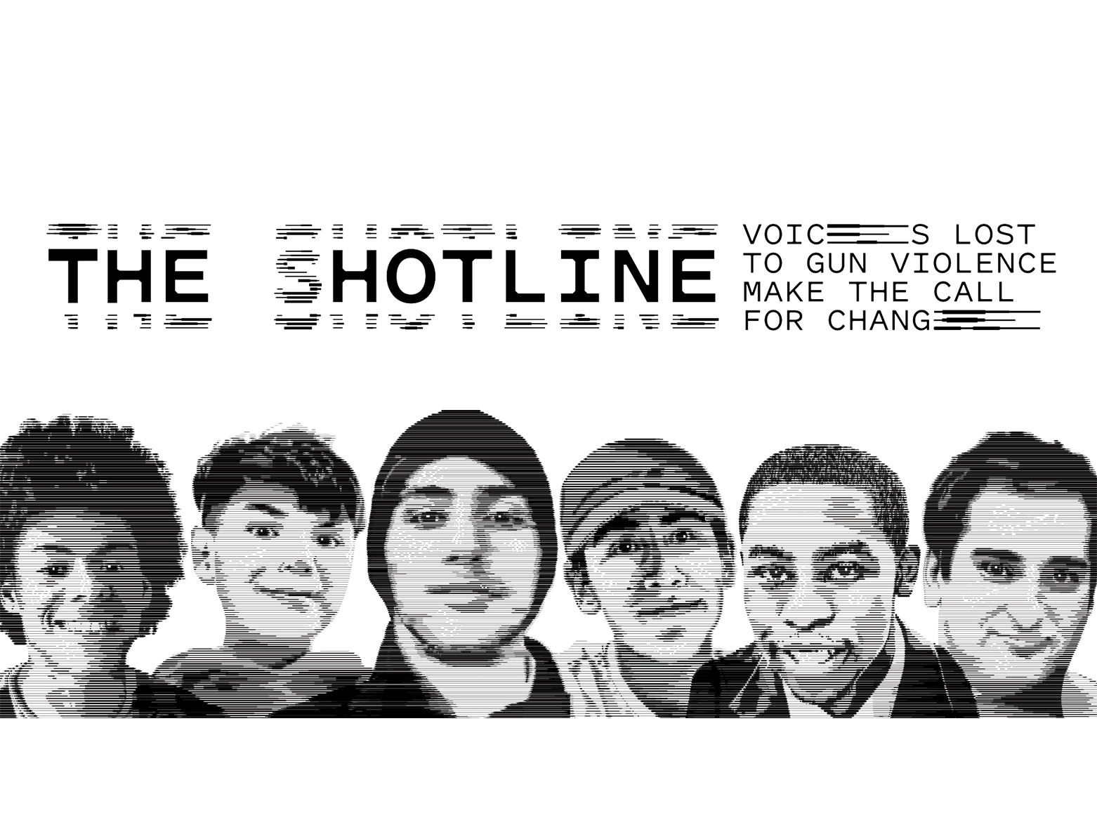 The Shotline Hero Image with Victim's Faces Illustrated