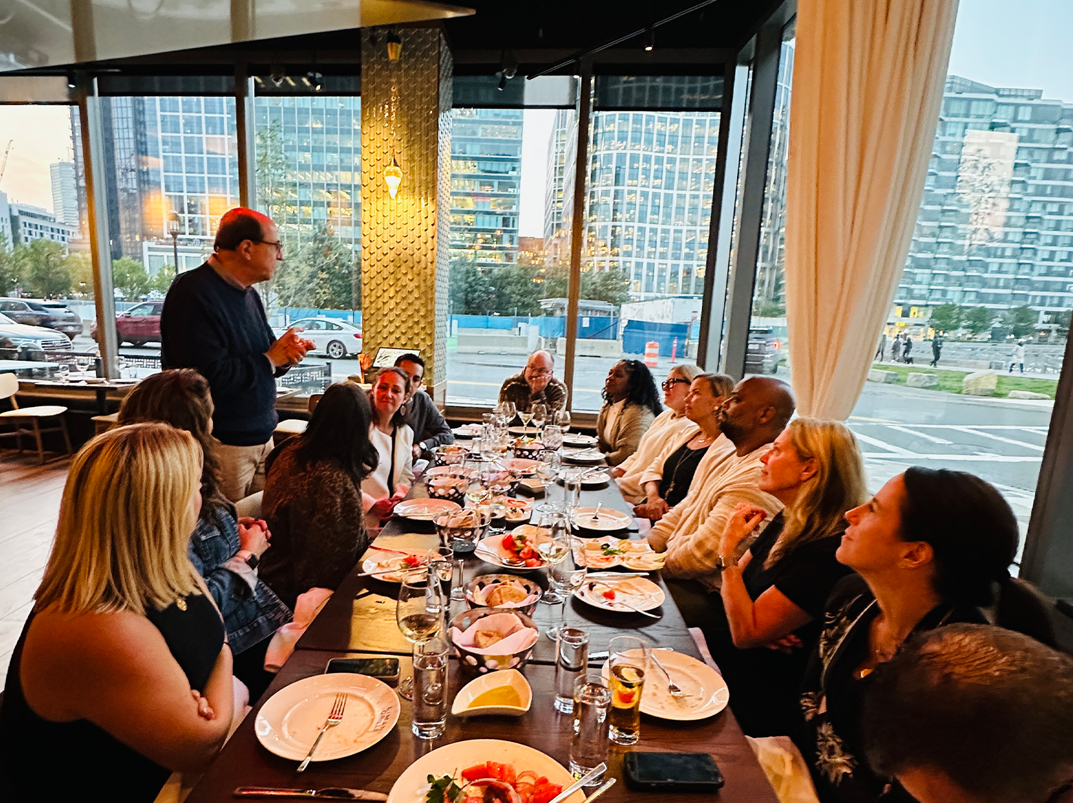 Team Dinner with Don Speaking About Challenge Coin