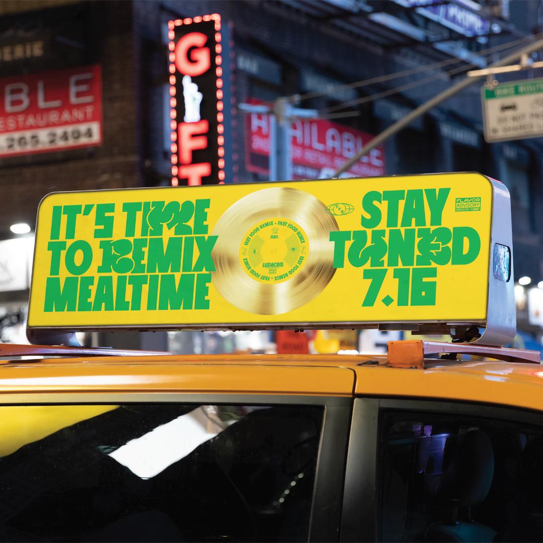 It's Time To Remix Mealtime OOH banner ad on top of tax