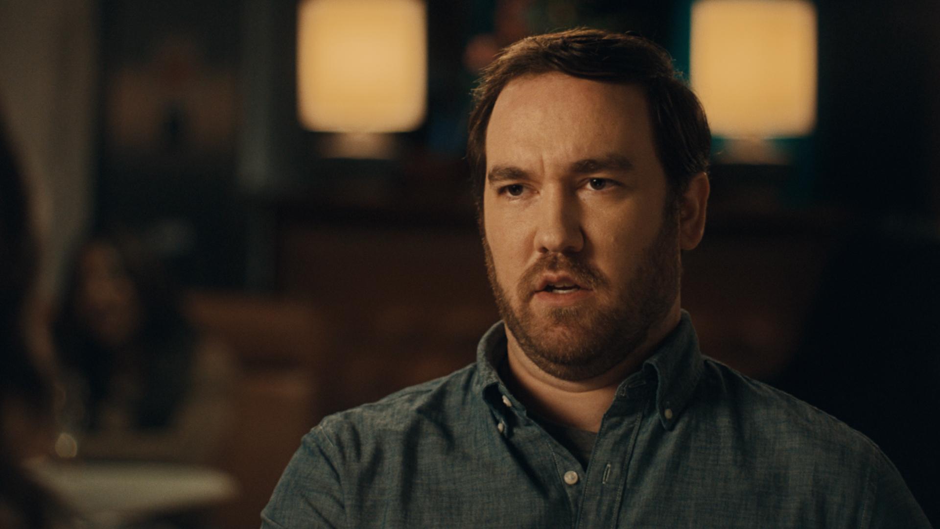 Close up of man's thinking face
