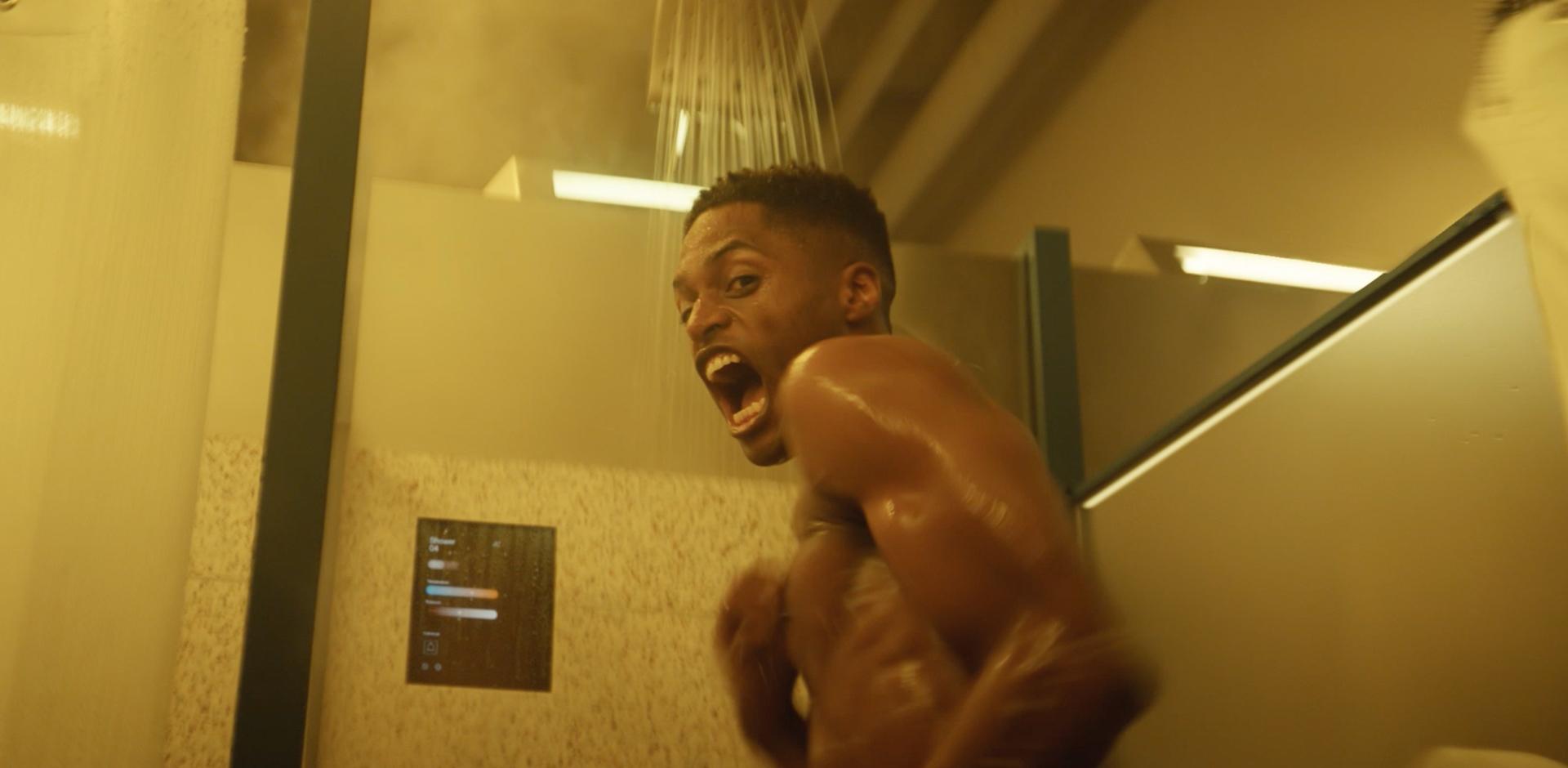 Man scared in the shower