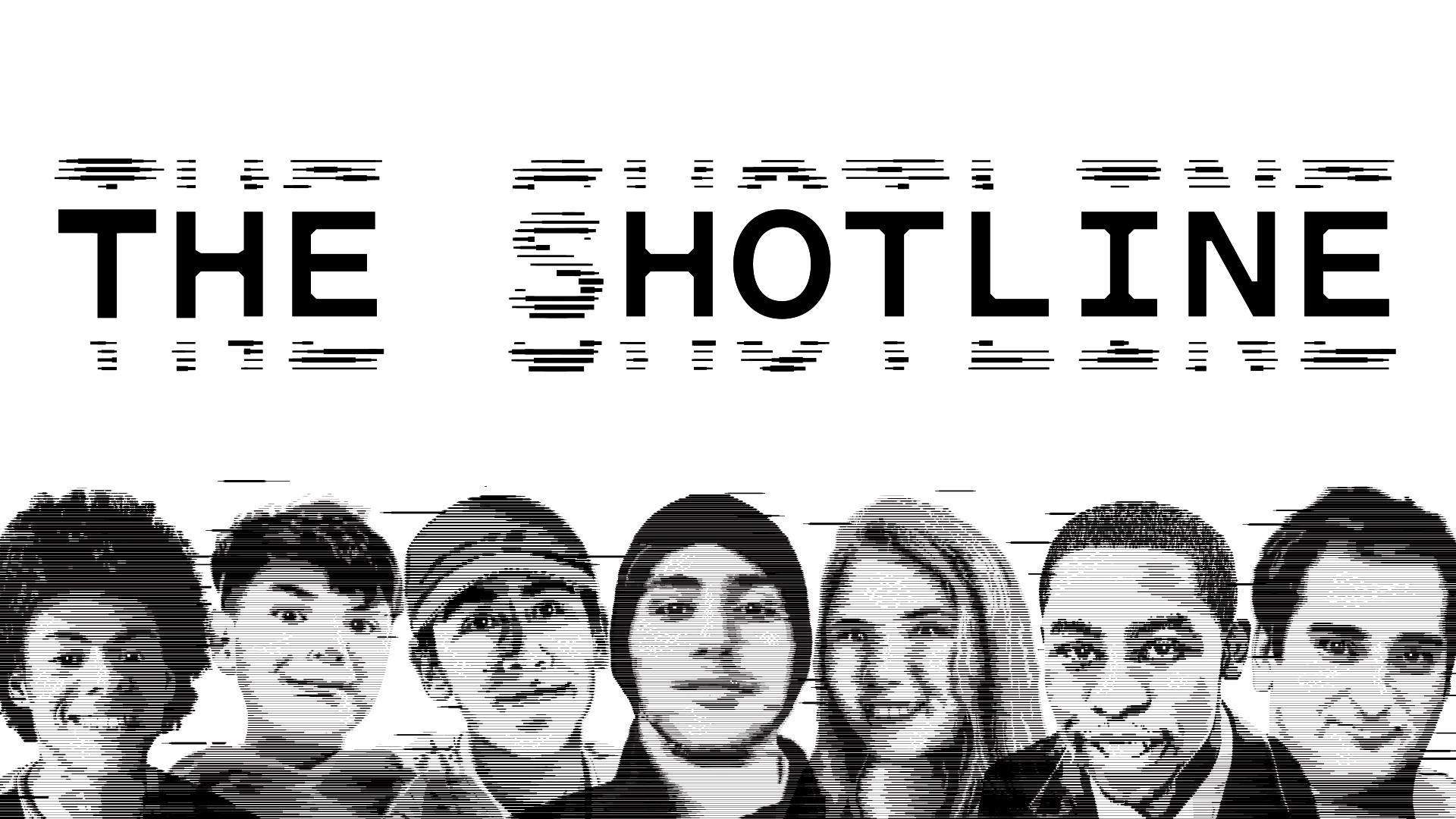 The Shotline Logo with faces of victims lining the bottom of the frame.