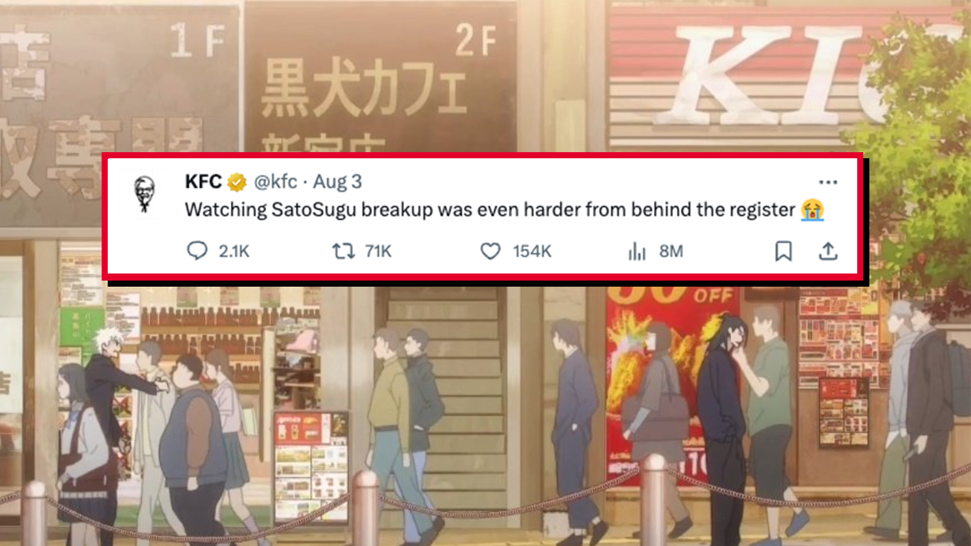 KFC Tweet about SatoSugu