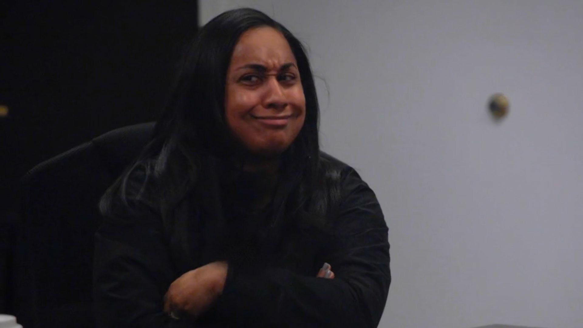 Girl with furrowed brow