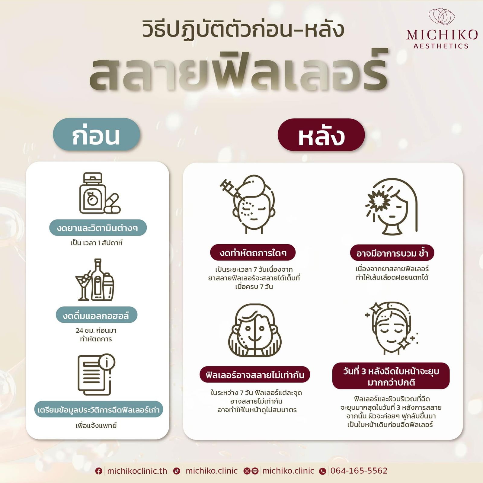วิธีปฎิบัติก่อนและหลังสลายฟิลเลอร์