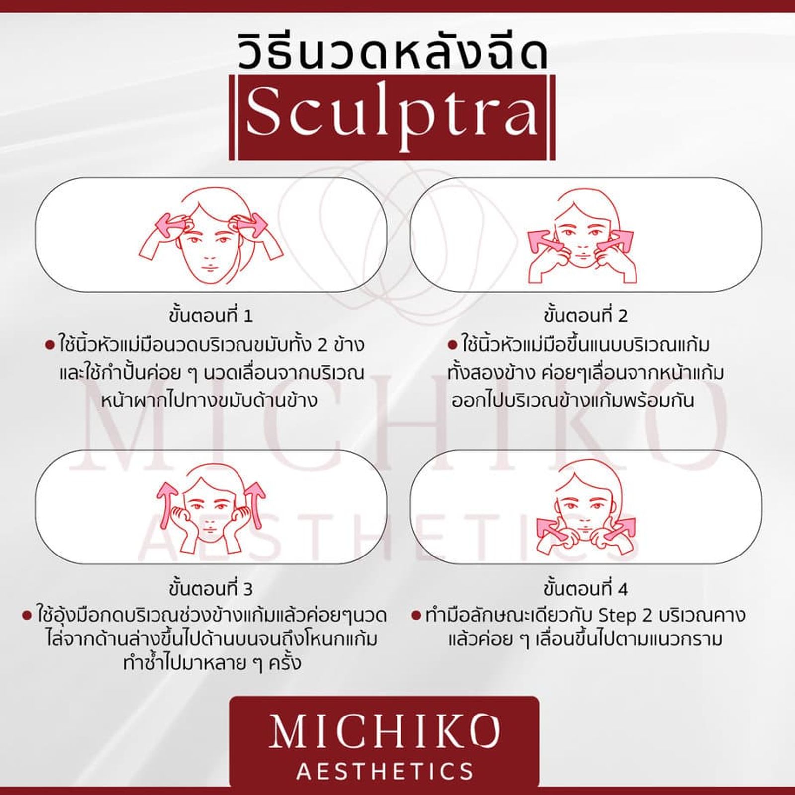 การนวดและการดูแลหลังฉีด — MICHIKO