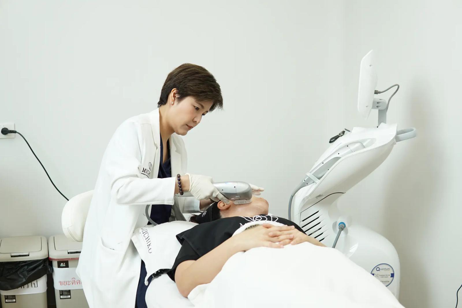 Facial care in a MICHIKO treatment room