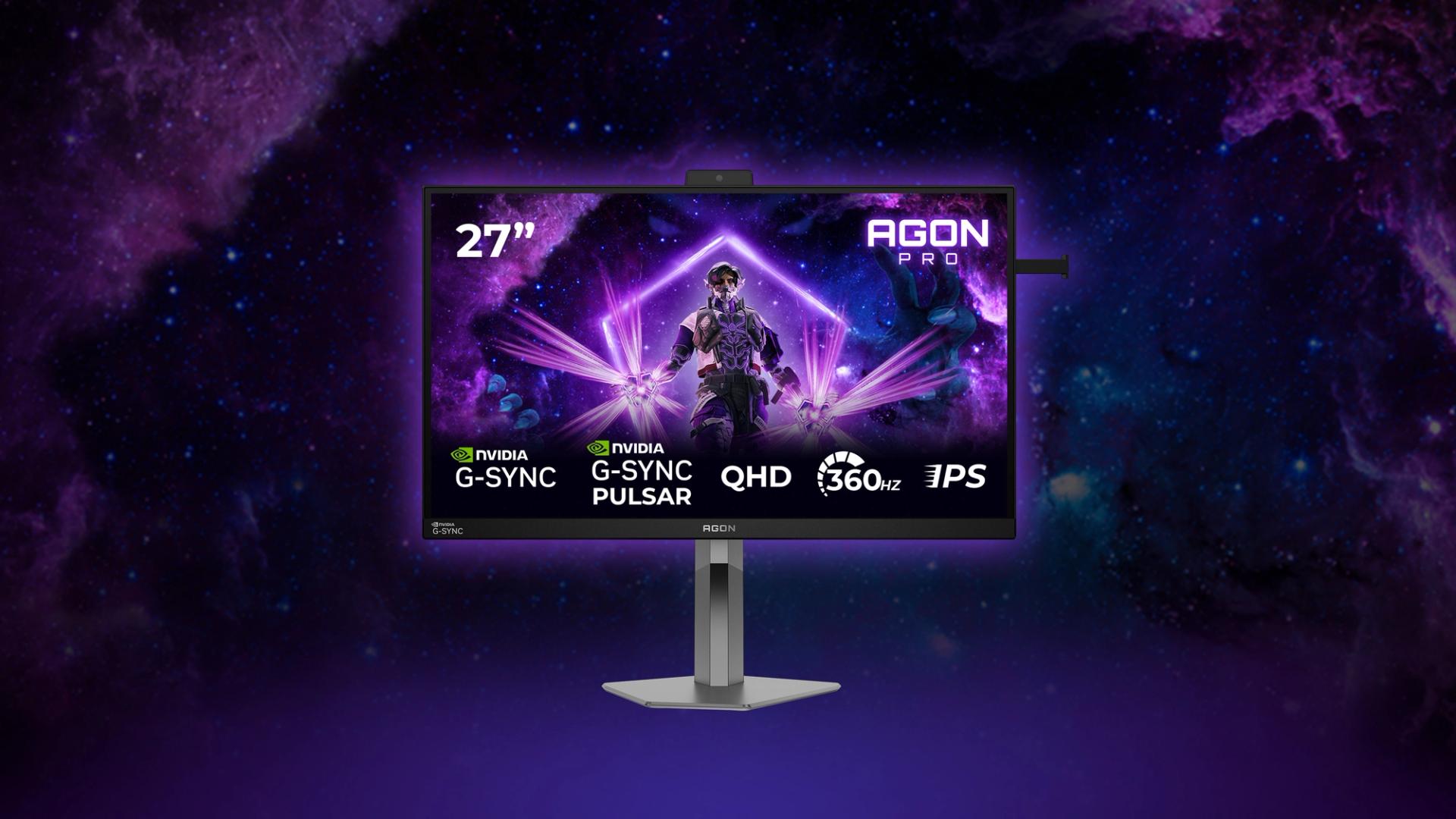 AOC AGON PRO AG276QSG2 27-inch QHD gaming monitor with 360Hz and G-SYNC Pulsar for high motion clarity.