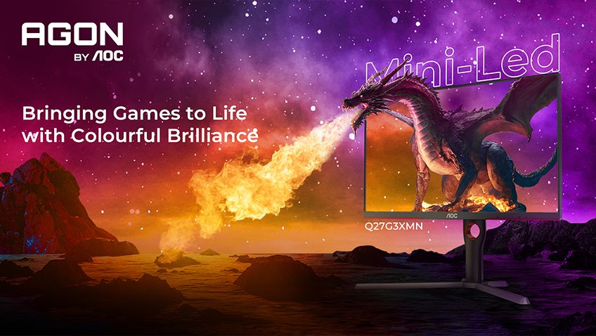 AOC Mini-LED gaming monitor showcasing a stunning spectrum of brightness and color, enhancing the gaming experience with advanced technology.