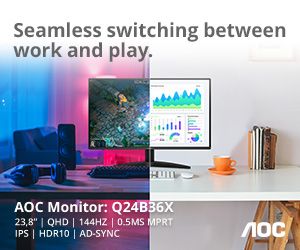 AOC monitor demonstrating seamless switching between work and gaming setups.