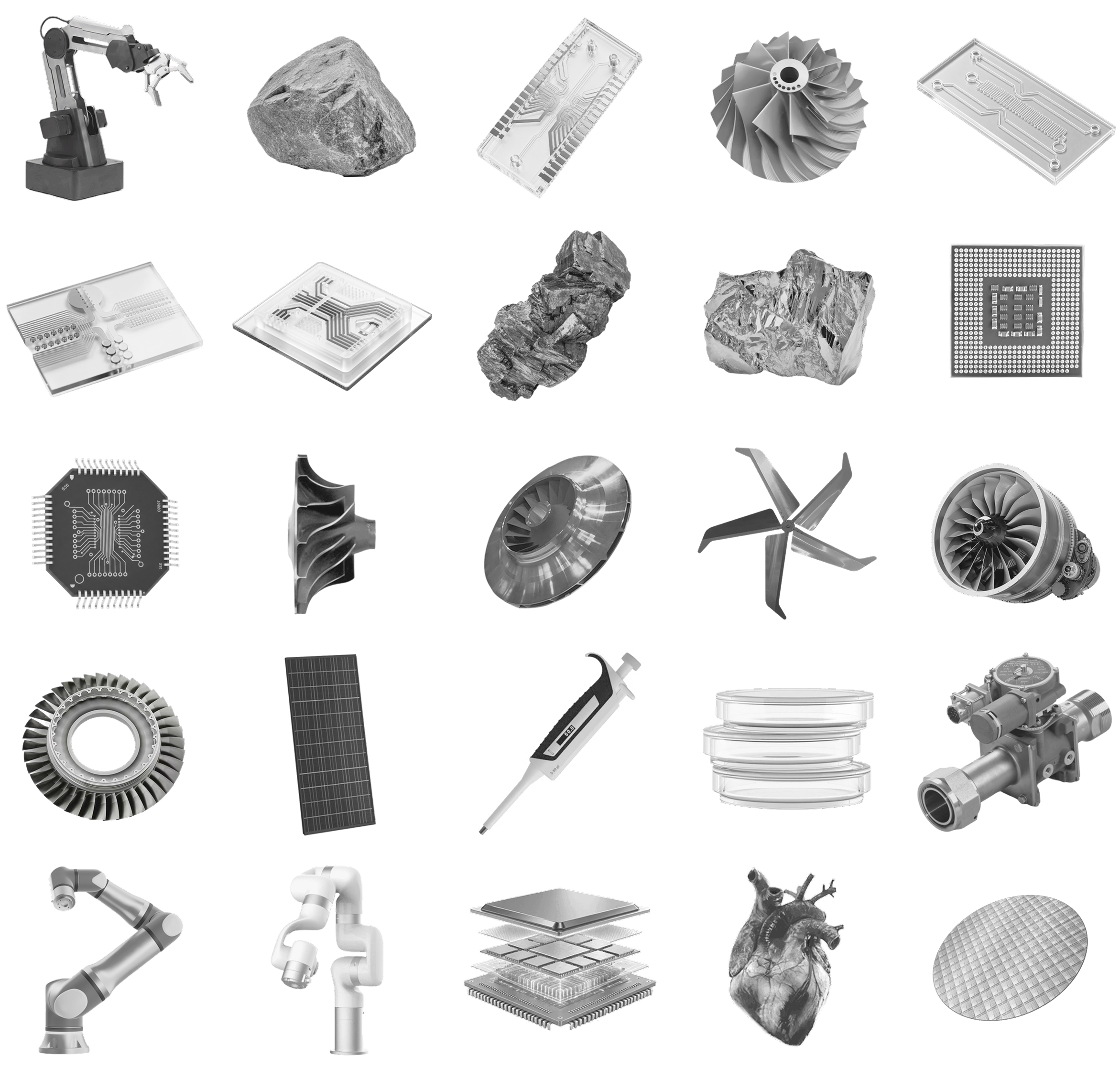 Grid of physical objects