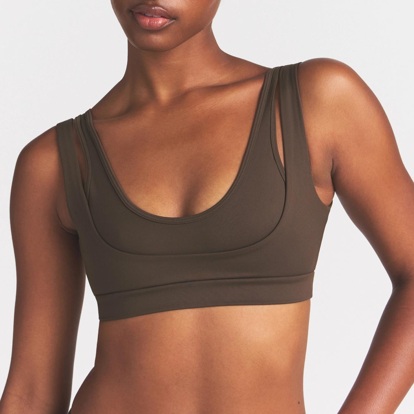 NikeSKIMS MATTE DOUBLE STRAP SCOOP TANK | DARK SEPIA | SKIMS